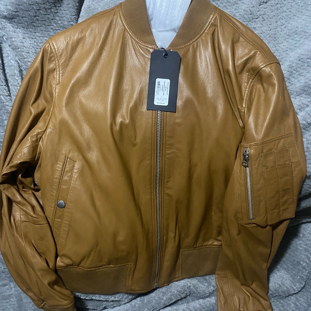 Rag and Bone Manston Leather Bomber Jacket - L